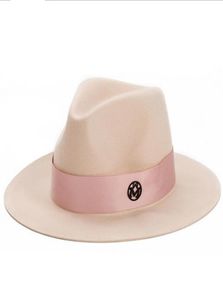 oZyc Ladies pink wool feodra hat winter womens M letter wool Jazz fedoras pink hat for women large brim cowboy panama fedoras Y2001879081