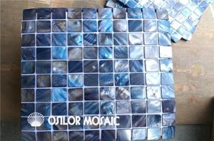 Mörkblå färg sötvattenskal Mor till pärlmosaikplattor för inre hus dekoration badrum kök vägg kakel skal mosaik942941