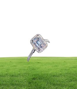 Handmade Emerald Cut 2ct Laboratório Ring de diamante 925 Sterling Silver Noivage Rings Banda de casamento para mulheres Jóias de festa fina de noiva 202683334