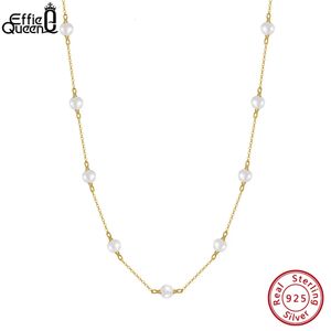 Effie Queen 14K Gold plattiert natürliche Barockperlenhalskette für Frauen 925 Sterling Silber Halsketten handgefertigtes Schmuck GPN19 240425