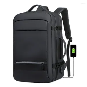 バックパックの男性17.3'large容量ナイロン多機能反射ビジネス通勤ラップトップ旅行USBポート防水バッグ