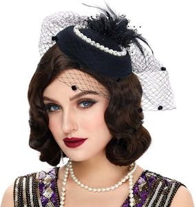 Cappelli larghi cappelli a secchio Cappelli Affascinante vintage Womens Kentucky Derby Cappello Fiore Tea Party Cappello per Pearl VEIL PILLOBBACCHIA PILLA FEATH ABBANA DELLA CANNE SEGLI SEGLI SEGLI Y240426