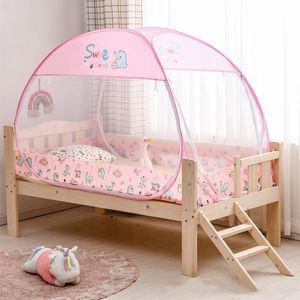 Stort utrymme barn myggnät gratis installera full botten anti-fall crib liten tält 4 säsonger tecknad stil yurt baby myggnät 240422