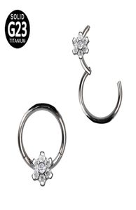 G23 قطاع التيتانيوم حلقات مفصلية زهرة CZ الأنف Lip Labret Ear Tragus Lage Daith Helix arring Hoop Pirecings Jewelry8025289