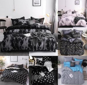 J 5 سرير بسيط في السرير غطاء لحاف الوسادة مجموعة الفراش Threepiece مع وسادة العلبة واحدة مزدوجة لحاف الأسود غطاء LJ5916213