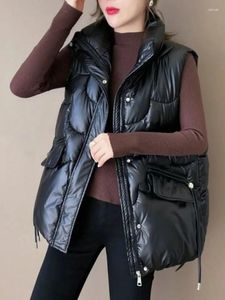 Kvinnors västar väst för kvinnor Winter Jacket 2024 Fashion Warm Topp vadderad puffer Solid ärmlösa jackor Tjock Office Lady Parkas