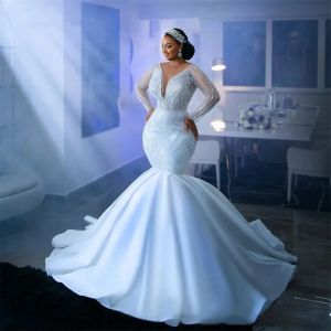 Biała biała Regina Mermaid African Wedding Suest Seksowna aso ebi styl zaręczynowe suknie zaręczynowe Special Ocn Robe De