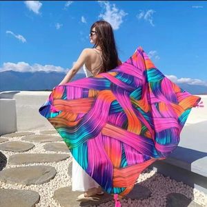 Protetor solar de praia de flor boêmia Scarve Scarve 90x180cm Concobrições de banho Hijab Shawl Brike Bikini de bandeira longa e respirável