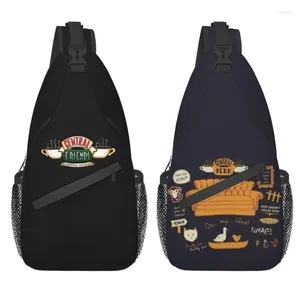 Backpack Central Perk Friends Borse per cabone a fionda personalizzata Show televisivo classico Crossbody Shole per uomini che viaggiano Daypack