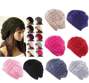 New2017 Nowy styl moda Women039s Lady Beret Braided Worbgy Beanie Crochet Warm Winter Hat Cap wełna wełna wełniana boina feminina3954448