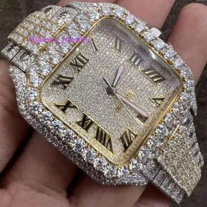 مخصصة للنساء مخصصات العلامة التجارية الكاملة دايموند ساعة VVS Moissanite الهيب هوب المثلجة خارج الساعات الميكانيكية الفولاذ المقاوم للصدأ