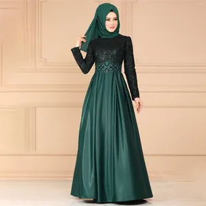 Roupas étnicas Muslim Fit Dress Feminino Feminino Classic Lace Bordado Uma linha Slim Bodysuit Maxi Personalidade de pano perfeita Manga longa Perfeita