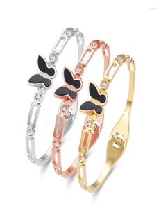 Bangle Fysara Trendy Chic Butterfly Design Rostfritt stål Bangles Armband för kvinnor Charm Texture Simple Gold Color Accessories4163804