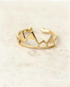 Bandringar 10st Gold Sier Handmade Mountain Peak Ring Top Valley Jewelry Gift for Friends Drop Delivery Dhgarden Dhifp4736374