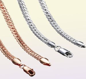 Chains 6MM Link Chain Necklace Hammered Flat Curb Cuban Rose Gold Silver Color For Women Men Fanshion Jewelry Gift GN11116607539