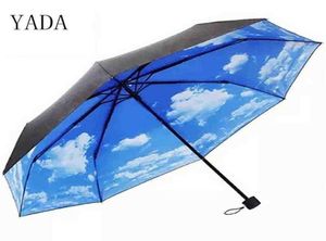 Yada Summer Blue Sky White Clouds Pattern Folding Rainy Paraply Anti Rainproof Sun Protection Female YS008 J2207226700968