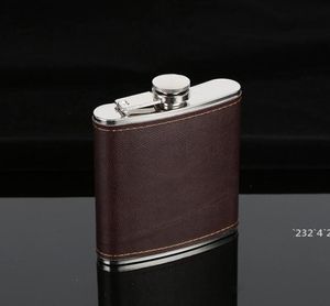 6oz Hip Flasks Leather Whiskey Flagon Leak Proof Stainless Steel Hip Flasks Outdoor Portable Wine Pot Pocket Flask LLB109578310299