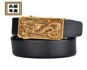 Belt AccessoriesMen039s top layer cowhide scratch resistant and wearresistant leather personalized style Chinese dragon bronze4648134