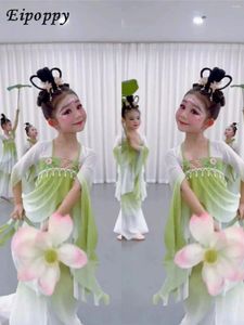 Stage Wear Girls' Classical Dance Costume Elegant Gauze Clothes Dreamlike Exercise Clothing Chinese Style Lotus Umbrella Performance