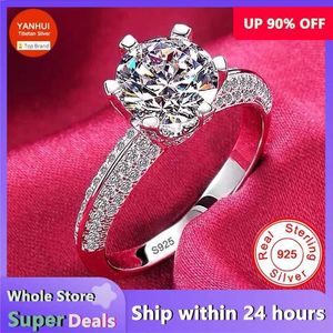 Anel de prata 925 de luxo de luxo com certificado de alta qualidade anel de casamento de diamante anel de noivado anel de noivado para mulheres jeias de presente J240429