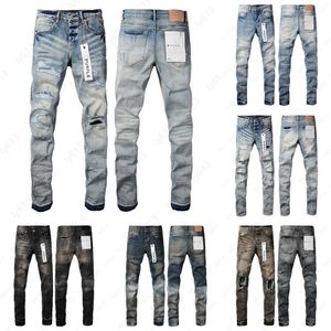 Jeans de grife Men jeans roxo marca jeans de jeans ruínas pances de buraco de qualidade bordado de qualidade bordada de bicicleta rasgada de bicicleta preta azul jean mass