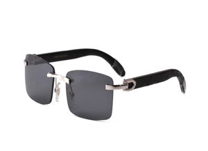 Lyx 2019 varumärke solglasögon för män kvinnor vita buffel horn glasögon rimlös designer trä bambu solglasögon med box fodral lunet7371761