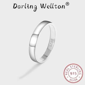 Band Rings New Simple Smooth Plain Pattern Ring for Female Sculpture Couple Original S925 Sterling Silver Valentines Day Gift Party Jewelry Q240429