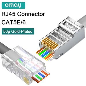 OMAY CAT6 CAT7 CAT5E RJ45 Connectors Pass Through Modular Plug Network UTP Gold Plated 8P8C Crimp End for Ethernet Cable 240430