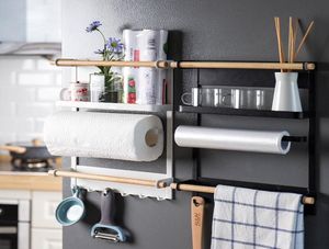 Magnetic Adsorption Refrigerator Side Rack Wallmounted Multifunction Storage Holder Kitchen Paper Towel Shelf Rack Organizer T201875830