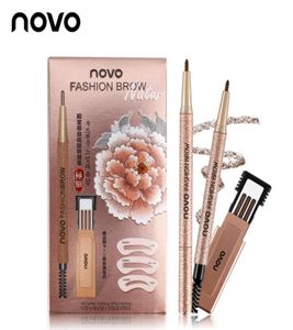 4colors novo indsbrow Pencil 1 Set3pcs Новый набор макияжа с 3PCS Pencil3pcs Шаблон для бровей Водонепроницаемый