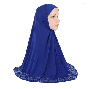 Abbigliamento etnico Hijab Caps Muslim Fashion 70 70 cm Pesca per le headwraps Turban Fix Rhinestone Designs per donne