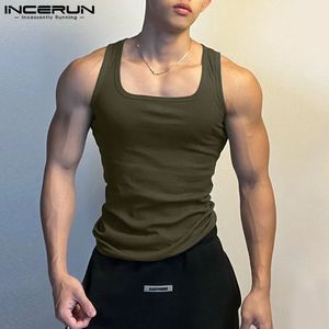 Men Tank Tops Solid Color O-neck Sleeveless Workout Casual Male Vests Fitness Summer Streetwear Men Clothing S-5XL INCERUN 240418