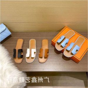 designer sandals h channelies heels Sewn H-mop womens summer external wear flat bottomed mop square head flat sandals correct