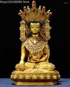 Figurine decorative da 37 cm in rame dorato dorato risvegliato Buddha reclinabile di 12 anni statua shakyamuni statue figura a figura a figura a figura a figura a figura a figura intera scultura grande