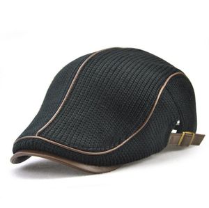 Berety grube ciepłe men039s dzianinowa czapka wyściełana beretowe czapki swobodne daszek zewnętrzny do przodu regulowany kapelusz wysokiej jakości stały kolor Winte2711998