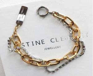 Justine Clenquet New Simple Fashion Trendy Metal Chain Chain Rhinestone Stitching Armband2310766