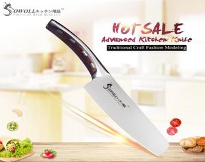 SOWOLL BRAND 4CR14MOV Aço inoxidável Blade Single 6 Quotchaff Facas Holoque de fibra Faca de cozinha Fools de cozinha exclusiva