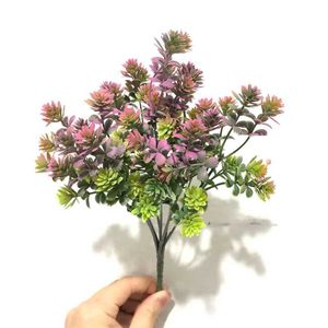 Getrocknete Blumen künstliche Kunststoff grüne Pflanze billige falsche Blumenblätter für Home Tisch Dekoration Wohnzimmer Hochzeit Weihnachtsgrashandwerk Geschenk