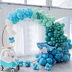 Netting 181pcs Ocean Theme Balloon Garland Arch Kit Big Shark Foil Balloon Blue Green Balloons Birthday Wedding Baby Shower Party Decor