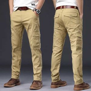Calças masculinas Novas calças de carga masculinas soltas calças táticas militares de bolso de bolso casual calças militares j240429