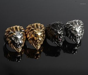 2020 Gold Silver Color Lion 039S Head Men Hip Hop Anéis Moda Punk Animal Shape Ring Male Hiphop Jewelry Gifts11872320