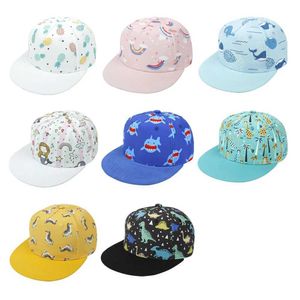 Ball Caps Childrens Dinosaur Printed Baseball Hat Outdoor Preschool Adjustable Truck Sun 1-8 Year Old Boys and Girls Q240429