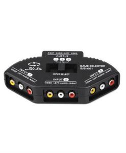 Vídeo de áudio da porta de 3 vias AV RCA Splitter 3 em 1 OUT Switcher 3 Cabo RCA para Xbox DVD Black56612954624602