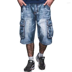 Jeans de shorts masculinos para homens de verão de vela de bois de jeans azul soltos de tamanho grande em tamanho grande