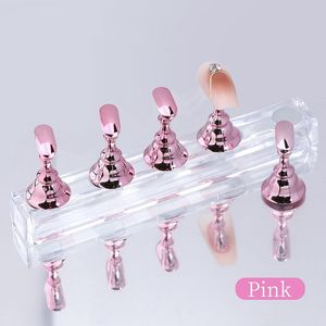 Manyetik tırnak tutucu yanlış tırnak ucu uygulama standı kristal taban tutucu çivi sanat ekranı sanat salonu diy pratiği için 5pcs/set