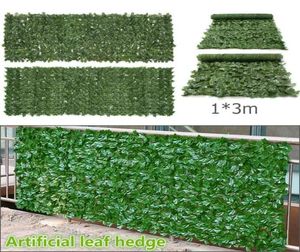 Dekorativa blommor kransar 1x3m växt vägg konstgjord gräsmatta boxwood hedge trädgård bakgård hem dekor simulering gräs torv matta ou4375939