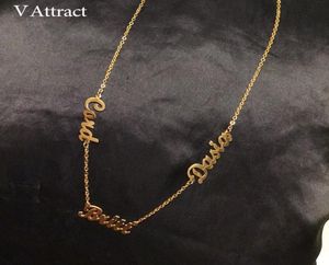 V Attract Custom Three Name Necklace Women Personalized Jewelry Friends Gold Multiple Names Handmade Bijoux Collier Femme CX21078189