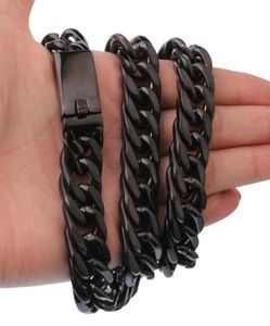 Catene punk nere 1517 mm Gioielli da uomo pesante 316L Collana in acciaio inossidabile o bracciale doppio marciapiede cubano regalo 740quot 13493439