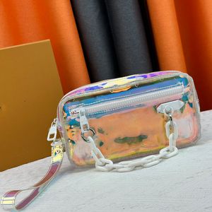 Designer Bag Luxury Clutch Bag Transparent Rainbow Color Printing PVC Metal Zipper Easy Carry Large Capacity Shopping Bag Summer Beach Handbag