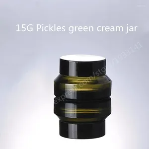 Garrafas de armazenamento 100pcs/lote 15g Cream para os olhos Pickles Green Oblame Glass Jar Pacote Cosméticos de viagem